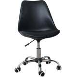 Modern Black Ergonomic Office Stool Wheels Adjustable Height Image - 10