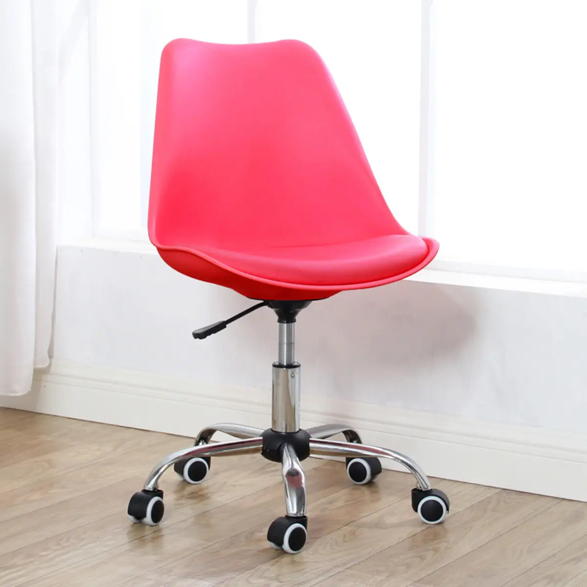 Modern Black Ergonomic Office Stool Wheels Adjustable Height Image - 18