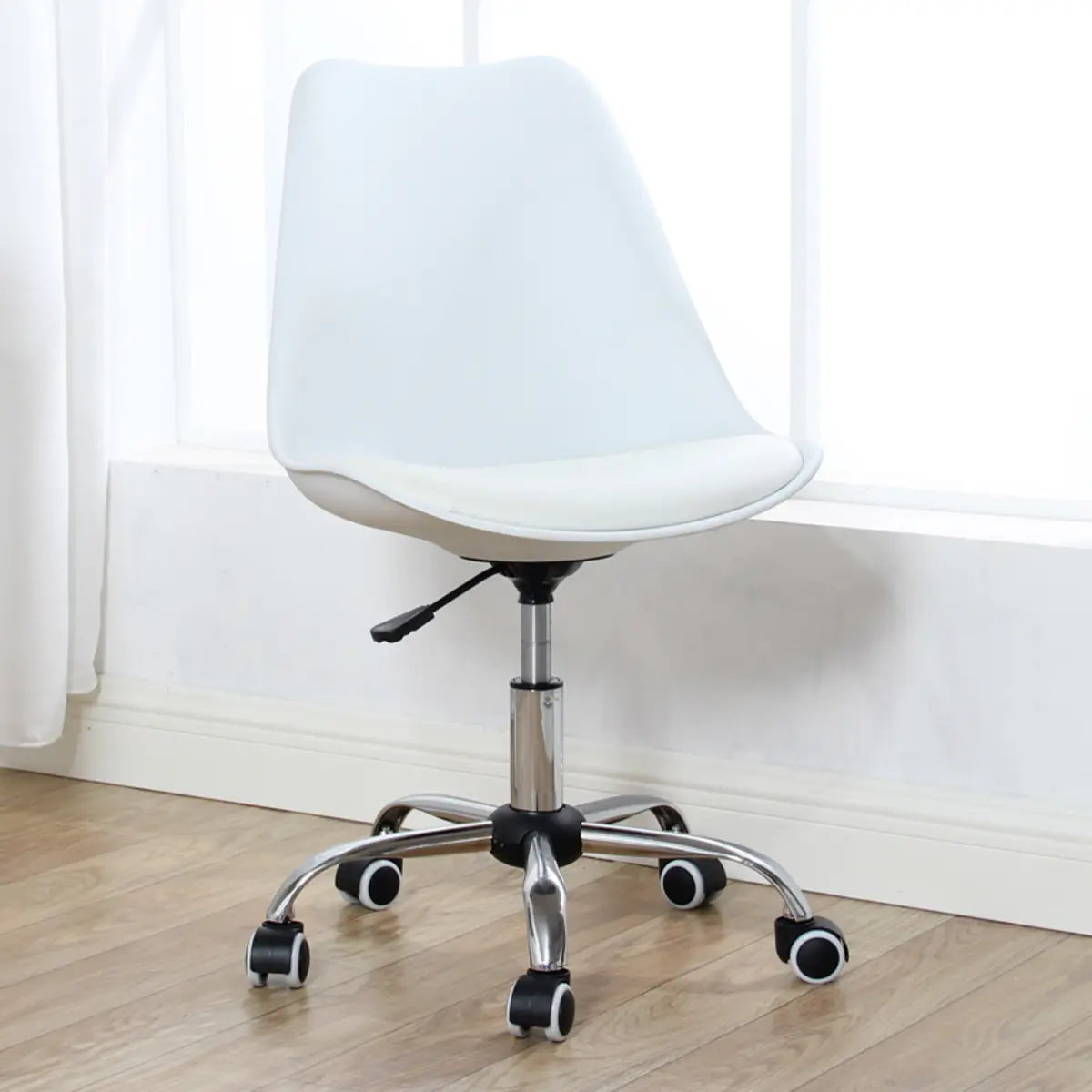 Modern Black Ergonomic Office Stool Wheels Adjustable Height Image - 20