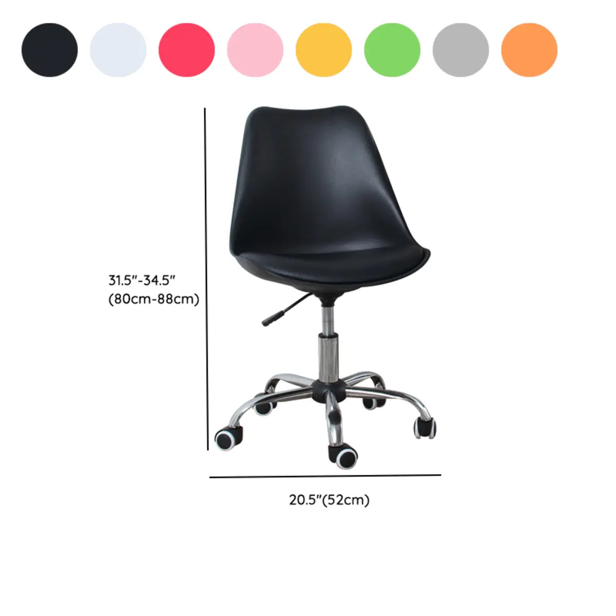 Modern Black Ergonomic Office Stool Wheels Adjustable Height 