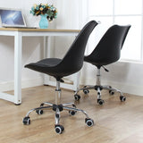 Modern Black Ergonomic Office Stool Wheels Adjustable Height Image - 3