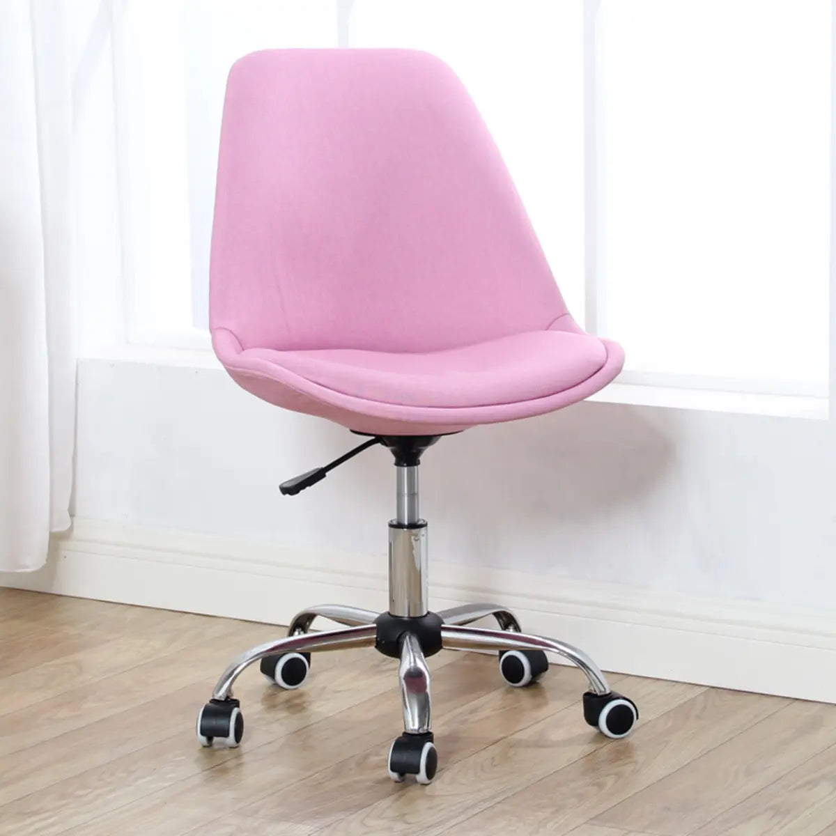 Modern Black Ergonomic Office Stool Wheels Adjustable Height Image - 6