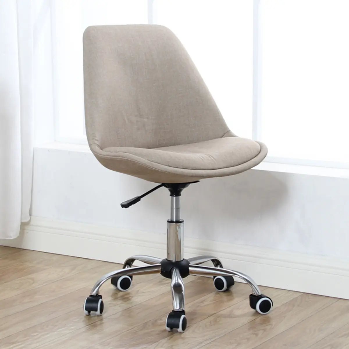 Modern Black Ergonomic Office Stool Wheels Adjustable Height Image - 9