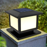 Modern Black Finish Square Solar Outdoor Post Light Image - 1