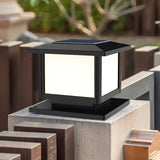 Modern Black Finish Square Solar Outdoor Post Light Image - 13