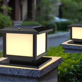 Modern Black Finish Square Solar Outdoor Post Light Image - 15