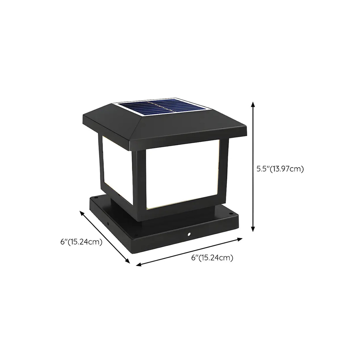 Modern Black Finish Square Solar Outdoor Post Light 