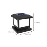 Modern Black Finish Square Solar Outdoor Post Light #size