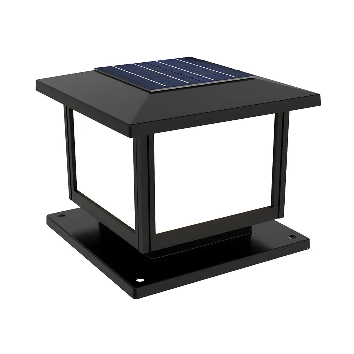 Modern Black Finish Square Solar Outdoor Post Light Image - 3