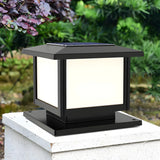 Modern Black Finish Square Solar Outdoor Post Light Image - 5