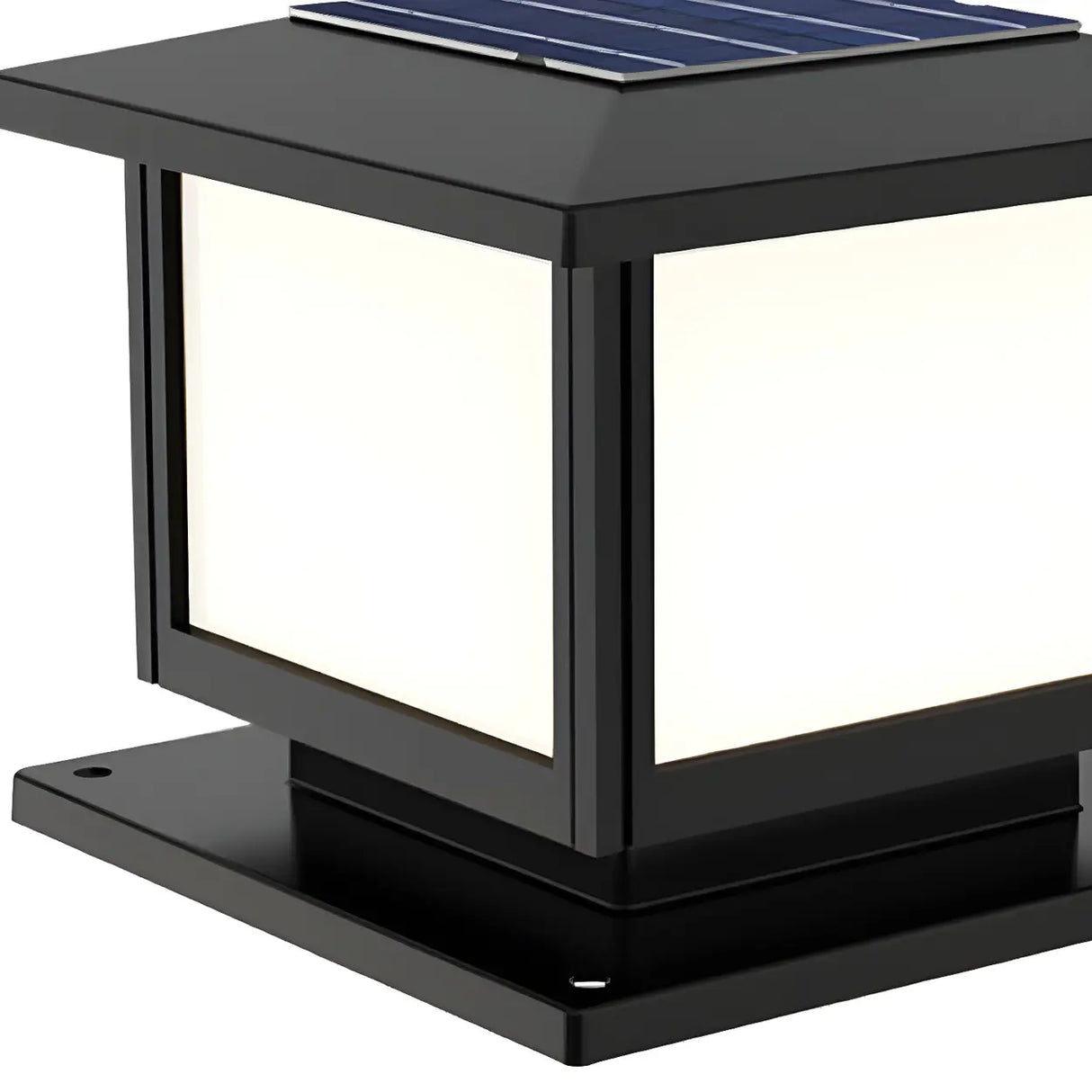 Modern Black Finish Square Solar Outdoor Post Light Image - 8