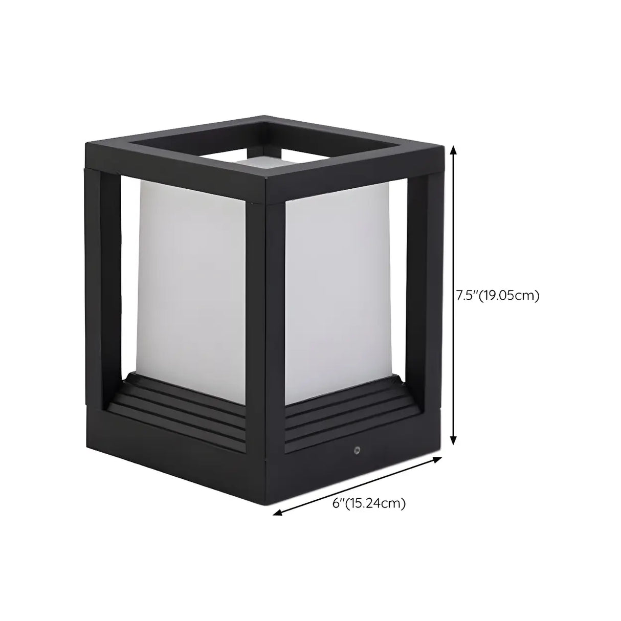 Modern Black Frame Cube Metal Outdoor Post Table Lamp 