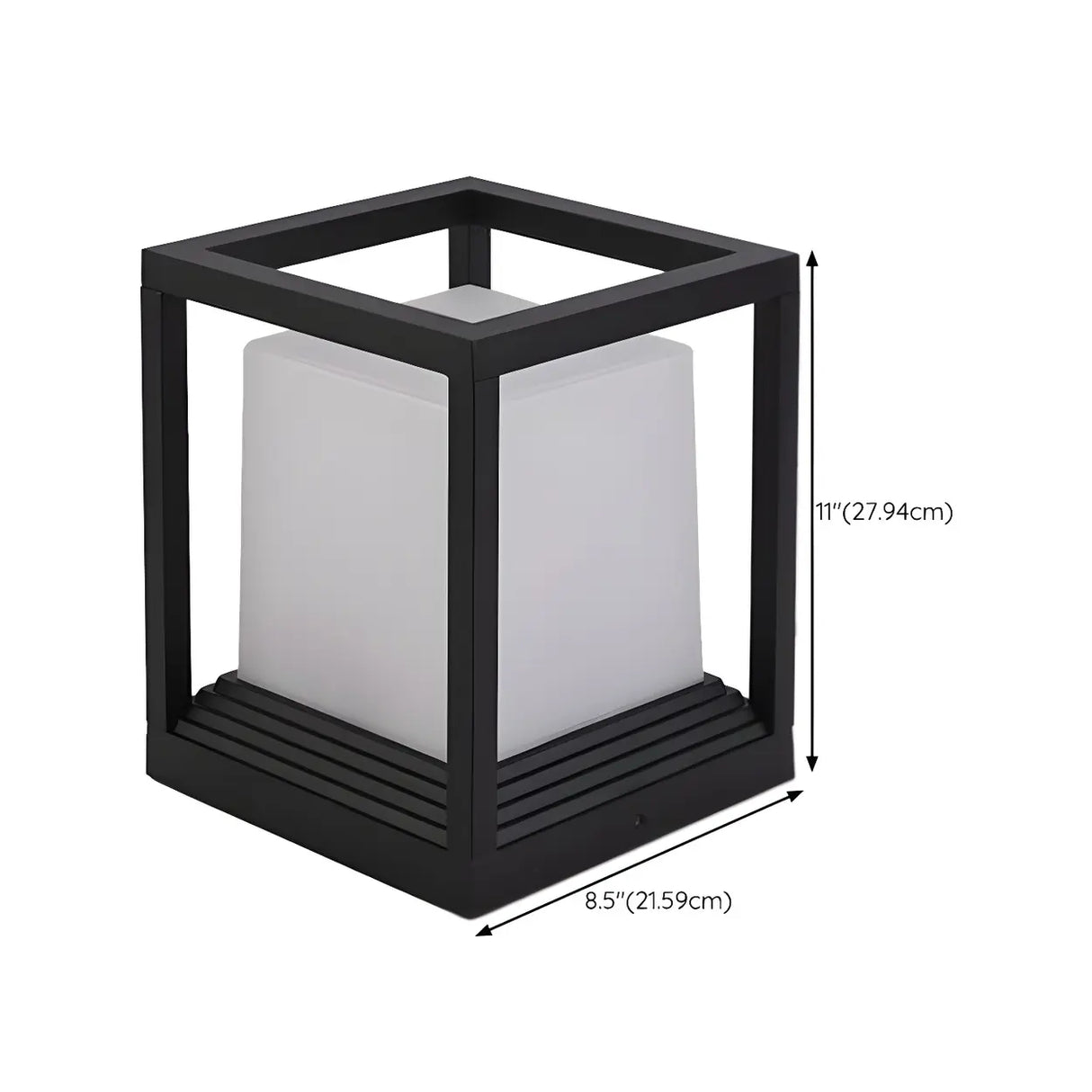 Modern Black Frame Cube Metal Outdoor Post Table Lamp Image - 13