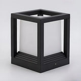 Modern Black Frame Cube Metal Outdoor Post Table Lamp Image - 2