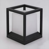 Modern Black Frame Cube Metal Outdoor Post Table Lamp Image - 3