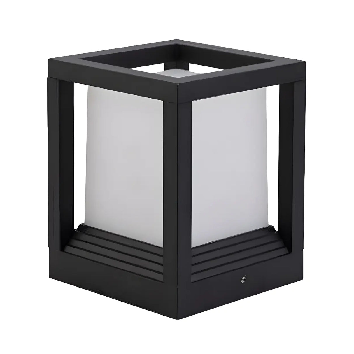 Modern Black Frame Cube Metal Outdoor Post Table Lamp Image - 7