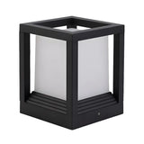 Modern Black Frame Cube Metal Outdoor Post Table Lamp Image - 7