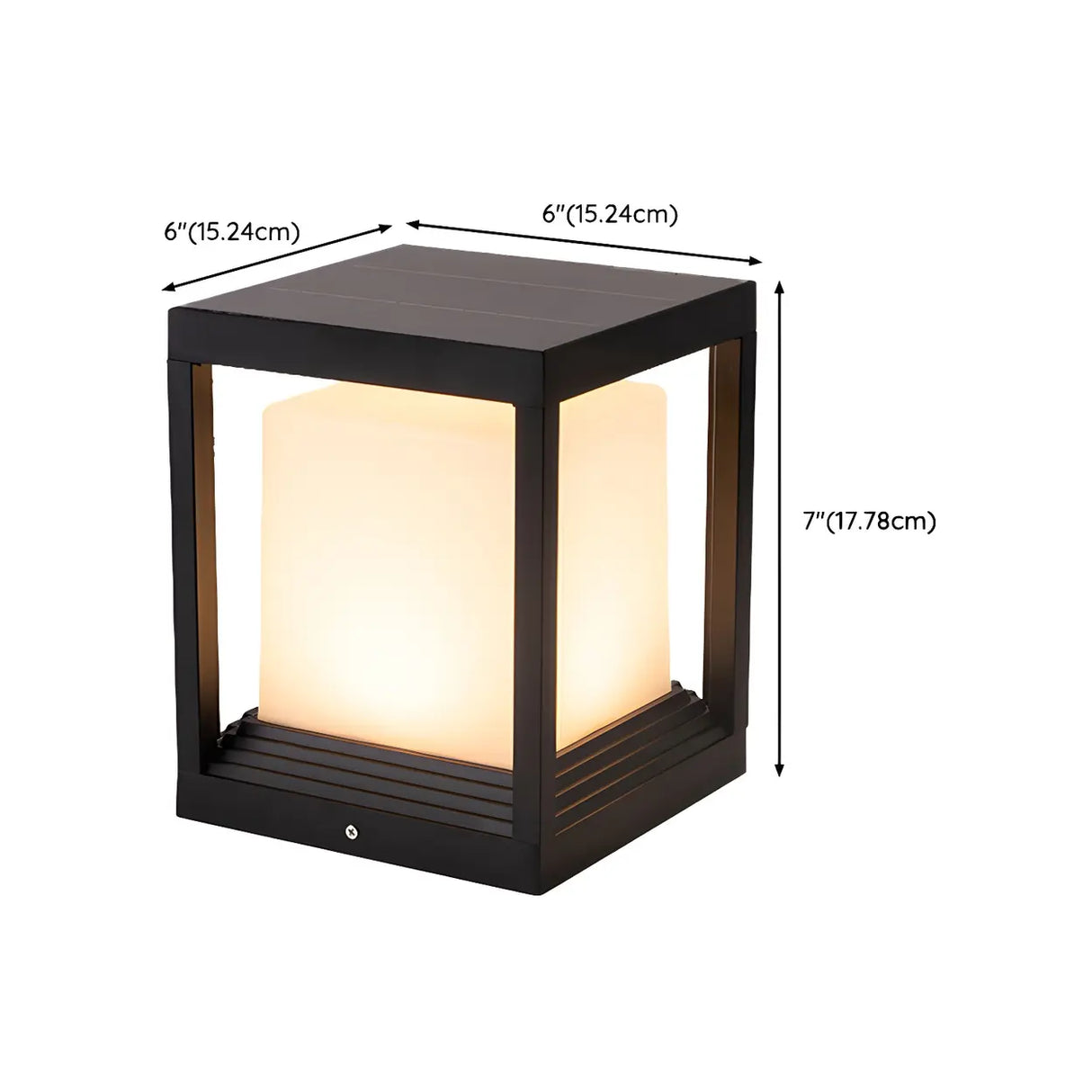 Modern Black Frame Cube Outdoor LED Lantern Post Light 