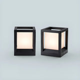 Modern Black Frame Cube Outdoor LED Lantern Post Light Image - 6