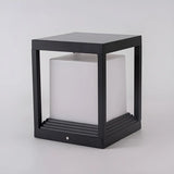 Modern Black Frame Cube Outdoor LED Lantern Post Light Image - 8