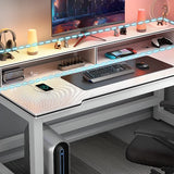 Modern Black Free Form Metal H-Shape Base Computer Desk Image - 12