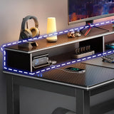 Modern Black Free Form Metal H-Shape Base Computer Desk Image - 13