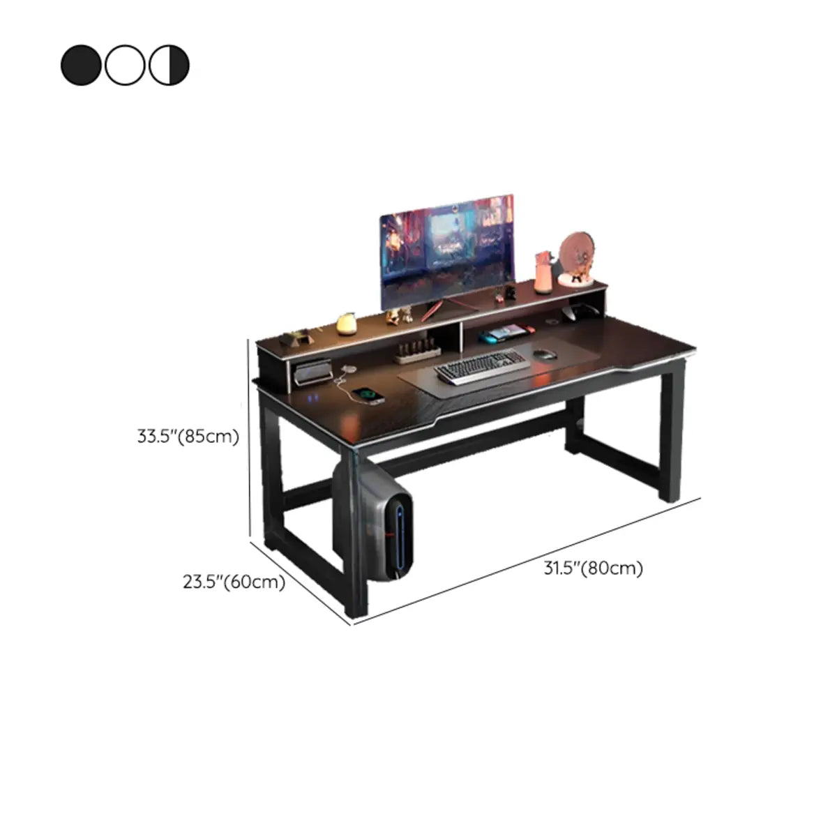 Modern Black Free Form Metal H-Shape Base Computer Desk 