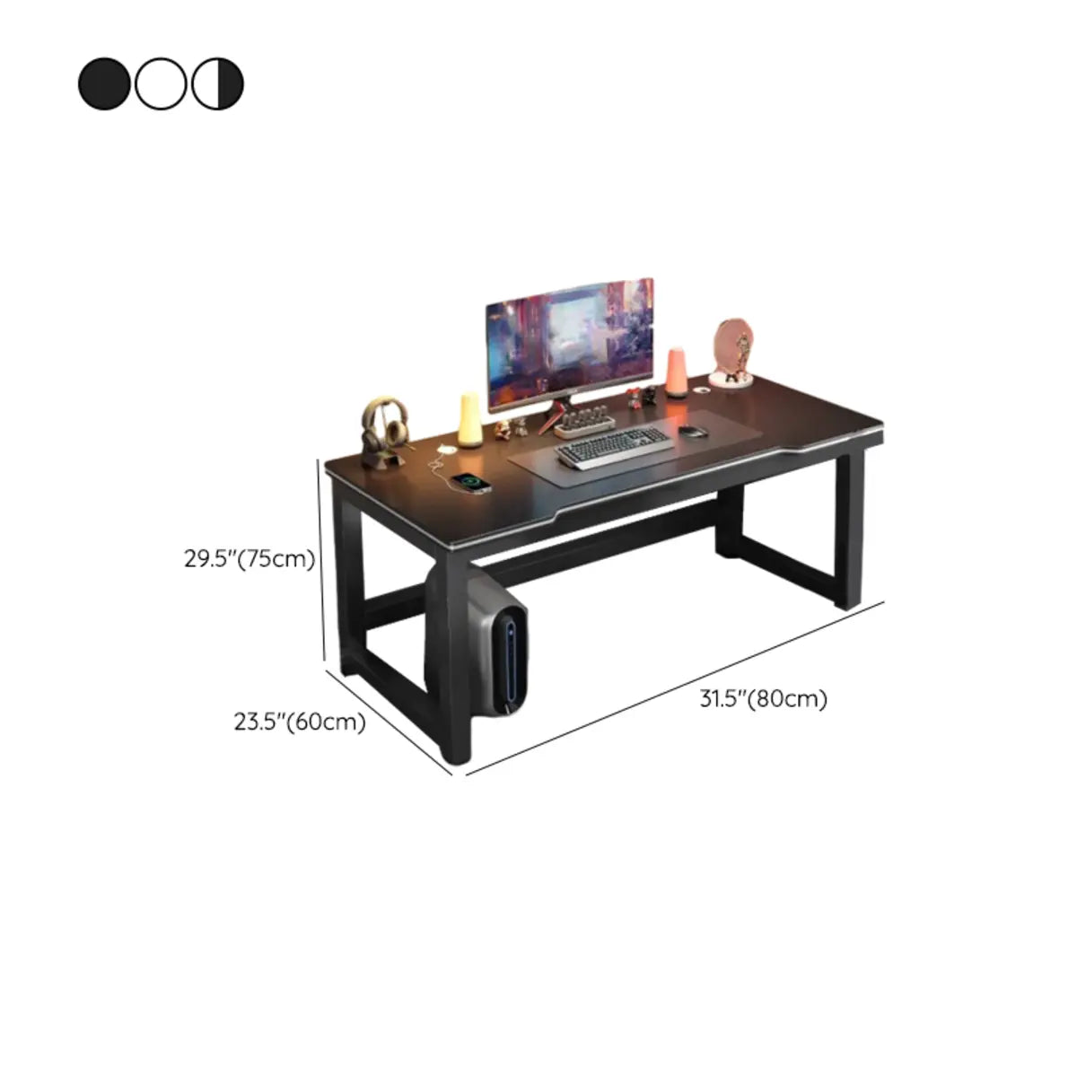 Modern Black Free Form Metal H-Shape Base Computer Desk Image - 26