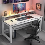 Modern Black Free Form Metal H-Shape Base Computer Desk Image - 3