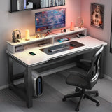 Modern Black Free Form Metal H-Shape Base Computer Desk Image - 5