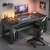 Modern Black Free Form Metal H-Shape Base Computer Desk Image - 7