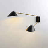 Modern Black Geometric Dual-Arm Rotatable Wall Lamp Image - 10