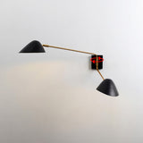 Modern Black Geometric Dual-Arm Rotatable Wall Lamp Image - 12