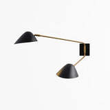 Modern Black Geometric Dual-Arm Rotatable Wall Lamp Image - 2