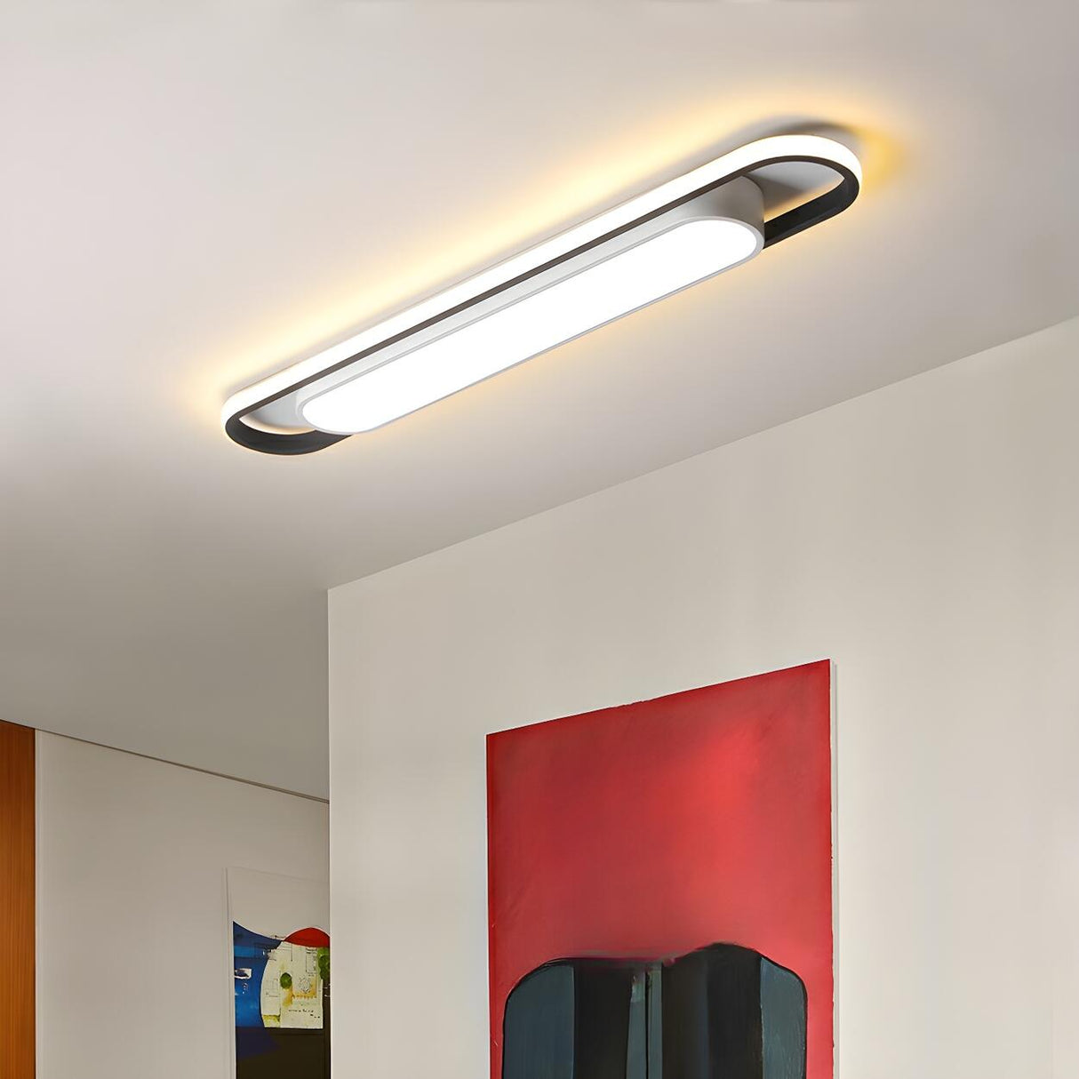 Modern Black Geometric LED Flush Mount Ceiling Light Image - 8