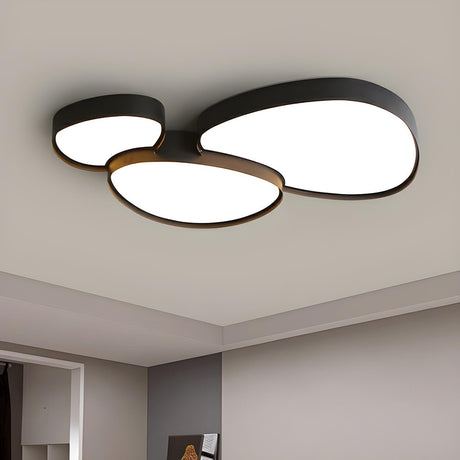 Modern Black Geometric LED Flush Mount Light 3-Light Image - 2