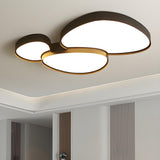 Modern Black Geometric LED Flush Mount Light 3-Light Image - 4