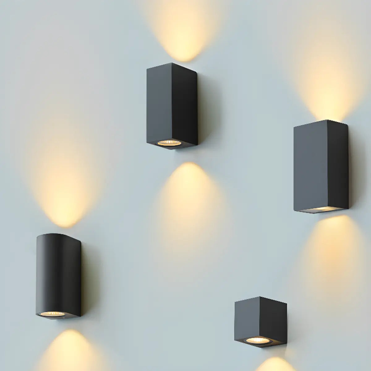 Modern Black Geometric Outdoor Mini LED Wall Light Image - 11