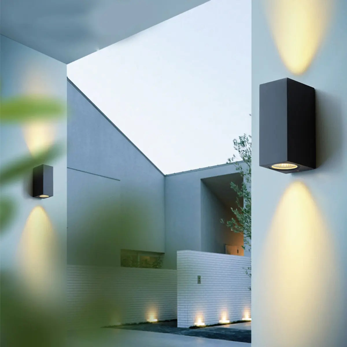 Modern Black Geometric Outdoor Mini LED Wall Light Image - 4