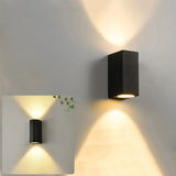 Modern Black Geometric Outdoor Mini LED Wall Light Image - 5