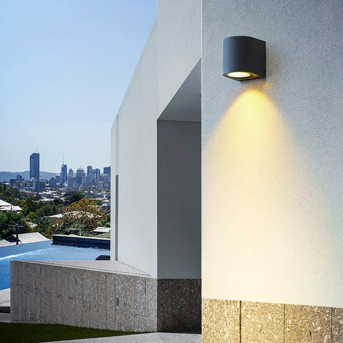 Modern Black Geometric Outdoor Mini LED Wall Light Image - 6