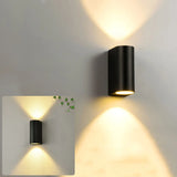 Modern Black Geometric Outdoor Mini LED Wall Light Image - 8