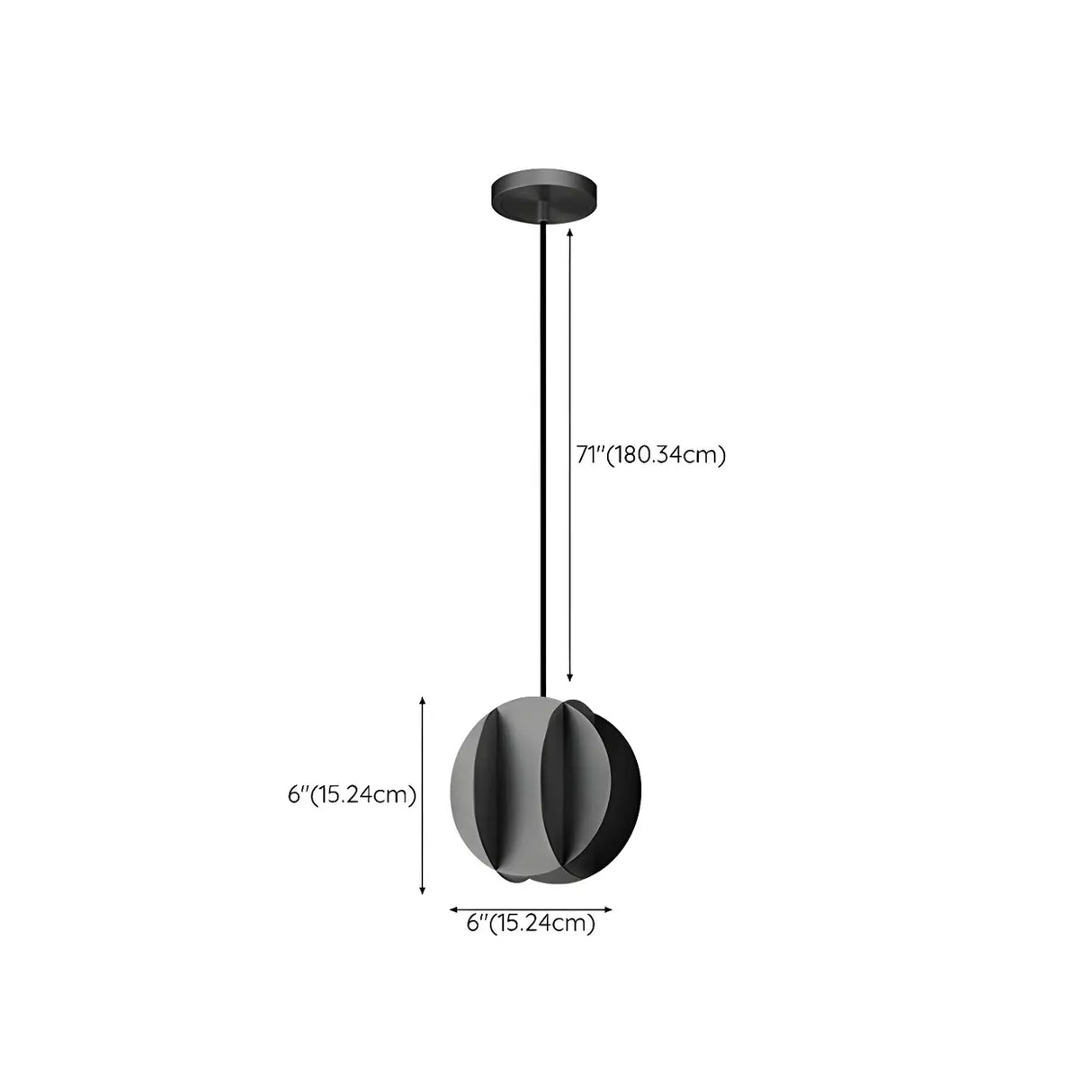 Modern Black Geometric Spherical Living Room Pendant Light 