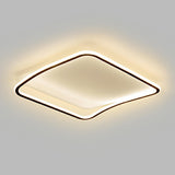 Modern Black Geometry Wave LED Flush Mount Fixture Image - 11