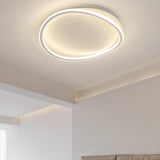 Modern Black Geometry Wave LED Flush Mount Fixture Image - 2