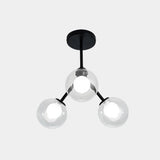 Modern Black Globe Glass Chandelier Adjustable Height Image - 10