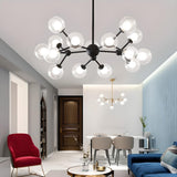 Modern Black Globe Glass Chandelier Adjustable Height Image - 4