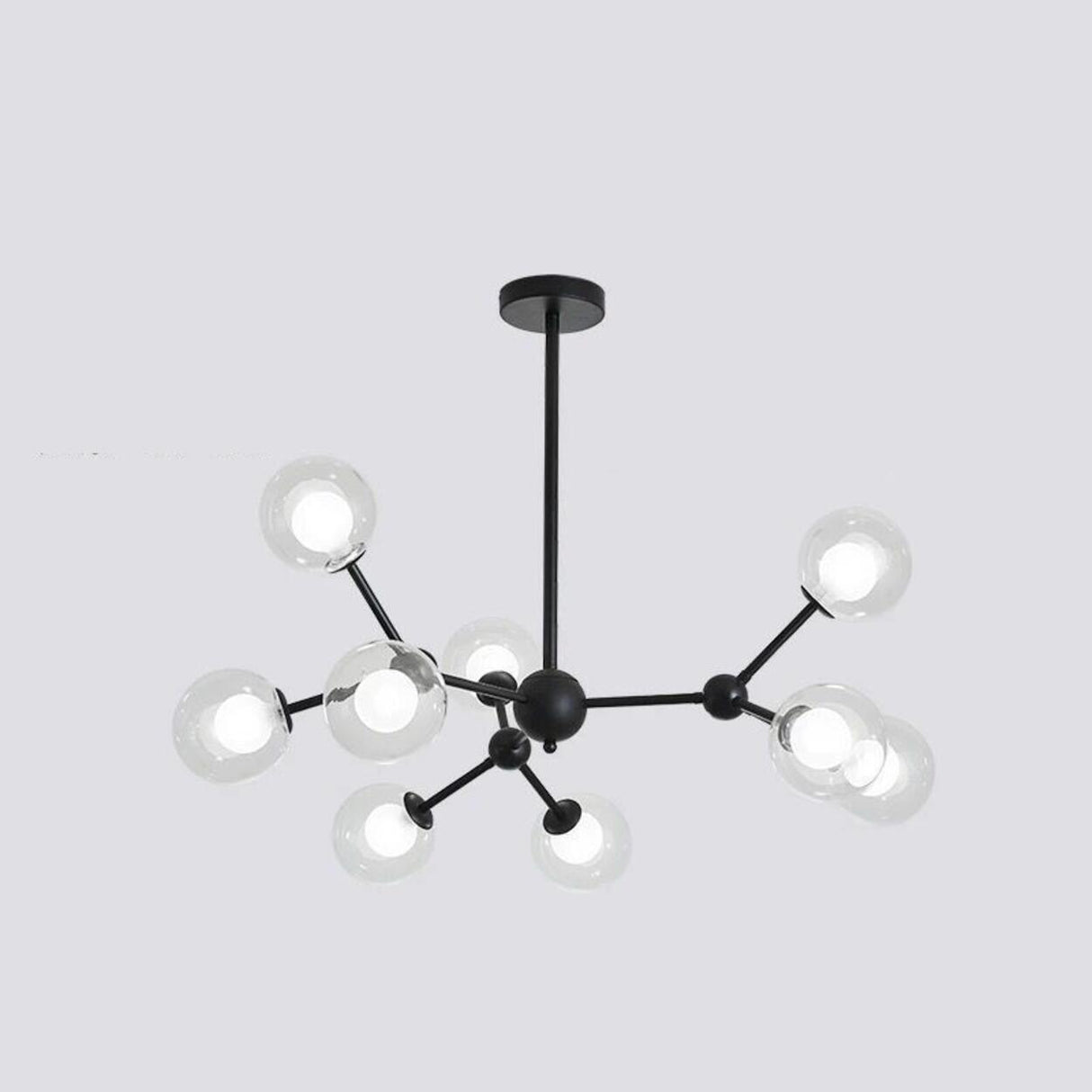 Modern Black Globe Glass Chandelier Adjustable Height Image - 6