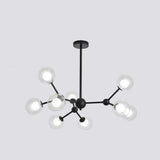 Modern Black Globe Glass Chandelier Adjustable Height Image - 6