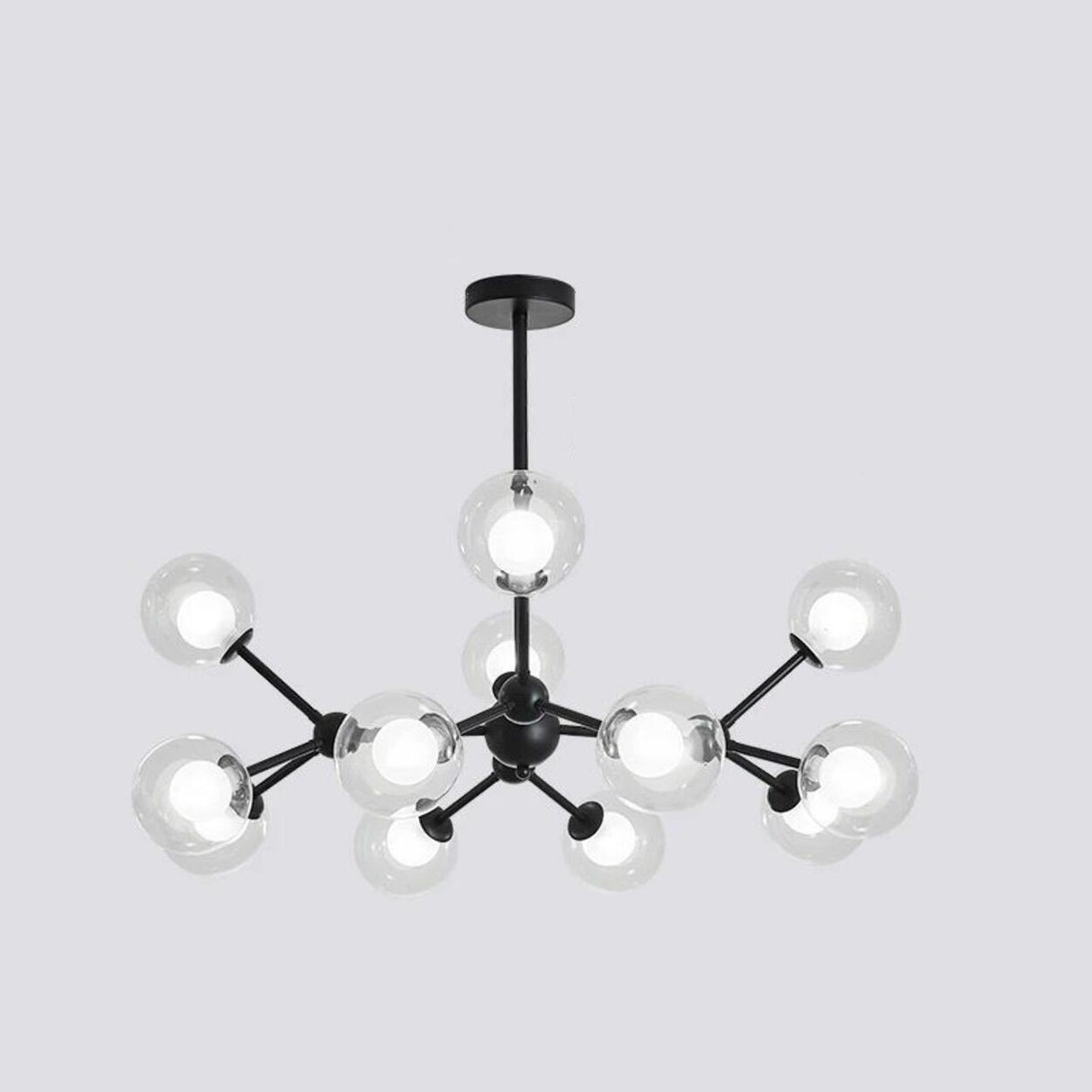 Modern Black Globe Glass Chandelier Adjustable Height Image - 9